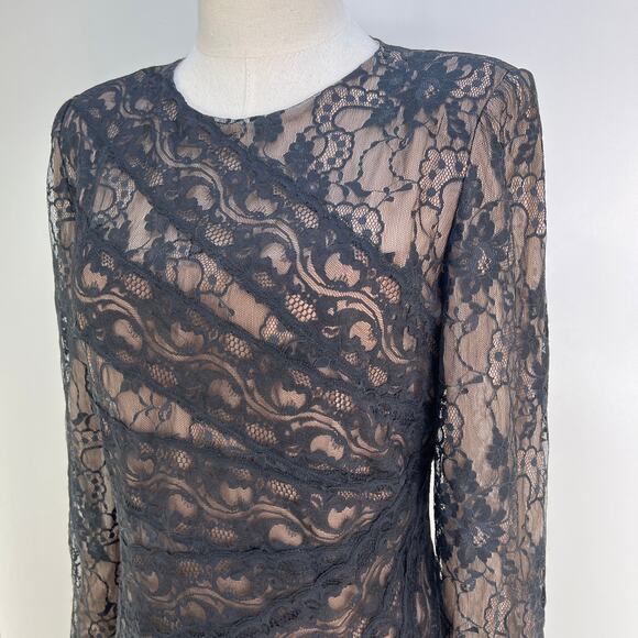 Vintage Victor Costa for Nahdree Black Nylon Lace Cocktail Maxi Dress - Picture 2 of 10